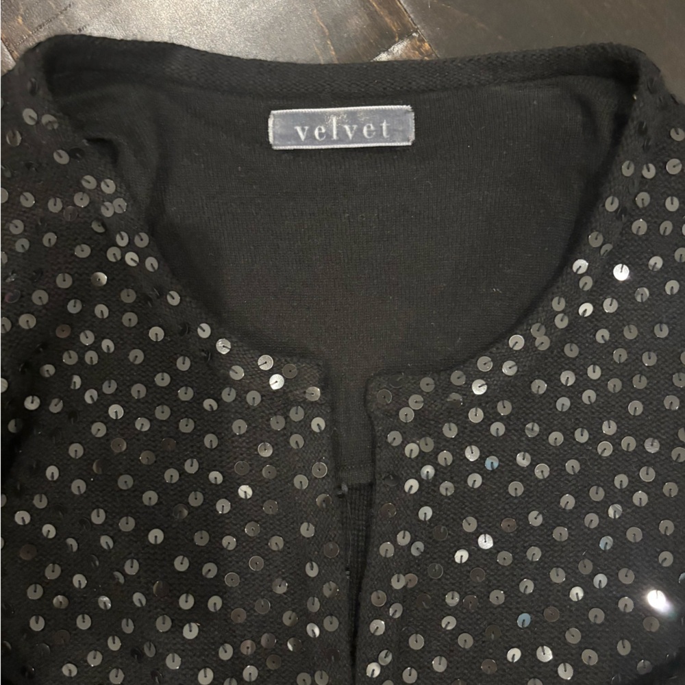 Velvet Black Sequin Cardigan